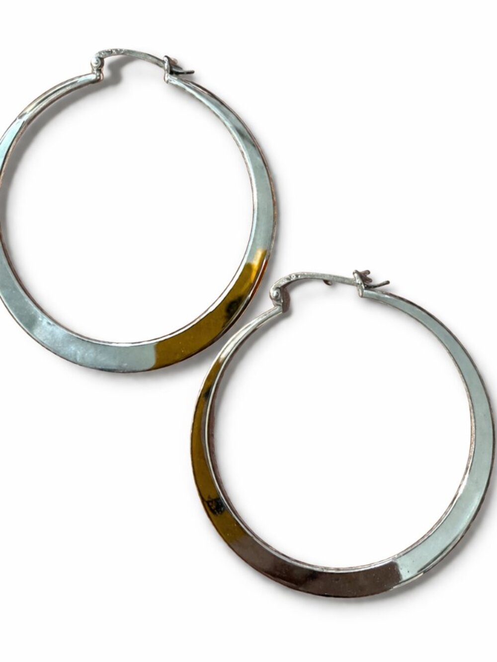 Sterling Silver “Graduated Glow” Hoop Earrings Large Minimalist Hoops